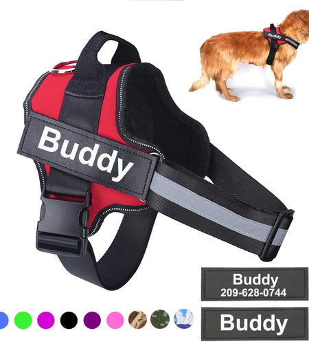 Personalized Dog Harness NO PULL Reflective Breathable Adjustable Pet Harness Vest For Small Large Dog Custom Patch Pet Supplies