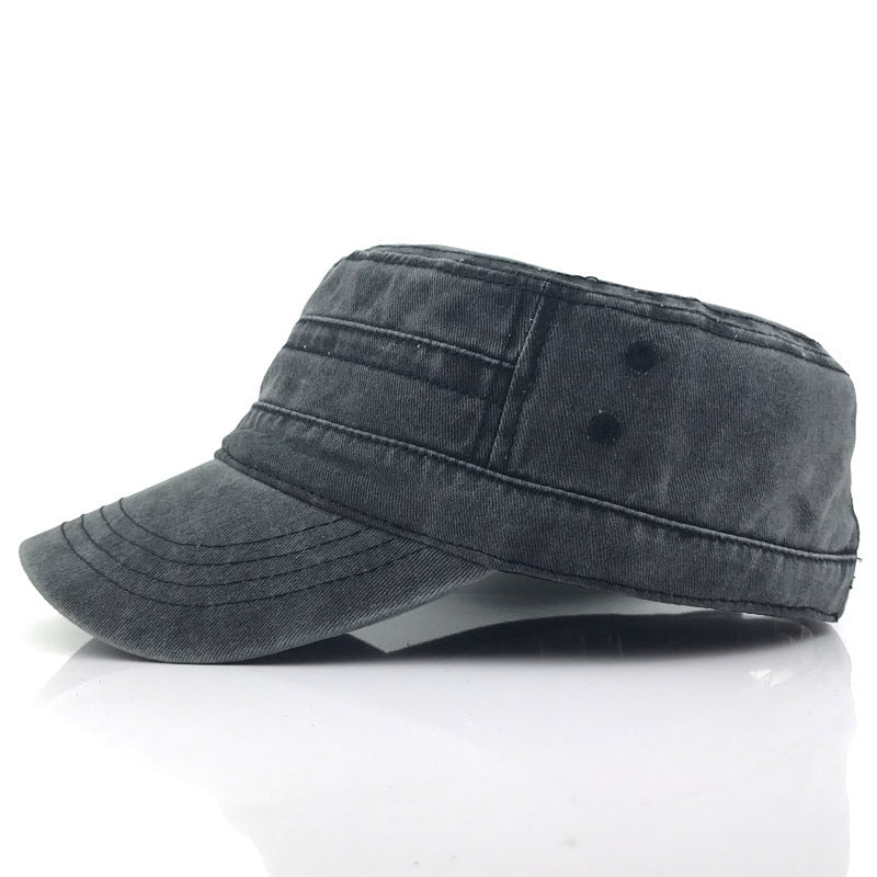 Flat Top Hat Men&#039;s Military Hat Spring And Summer Washed Old Men&#039;s Hat Korean Casual Duck Tongue Hat Fashionable Summer Sun Hat