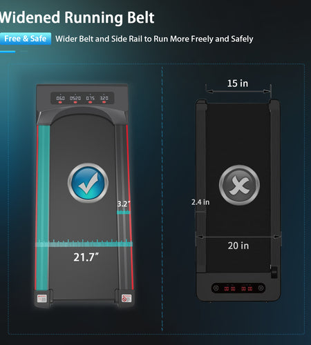 Under Desk Treadmill Machine 300 LB Capacity Walking Pad  for Home Office