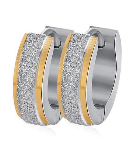 Color Silver &amp;amp;amp; gold color of the punk rock of stainless steel small hoop earrings