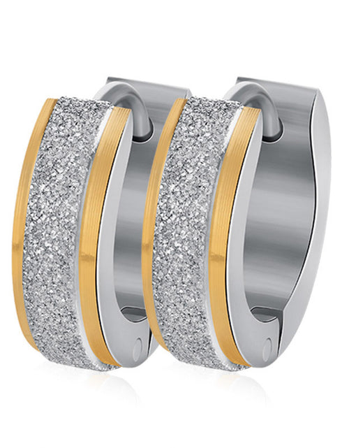 Load image into Gallery viewer, Color Silver &amp;amp;amp; gold color of the punk rock of stainless steel small hoop earrings
