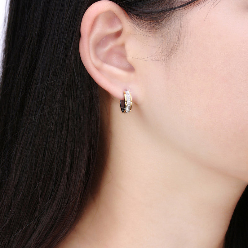 Color Silver &amp;amp;amp; gold color of the punk rock of stainless steel small hoop earrings