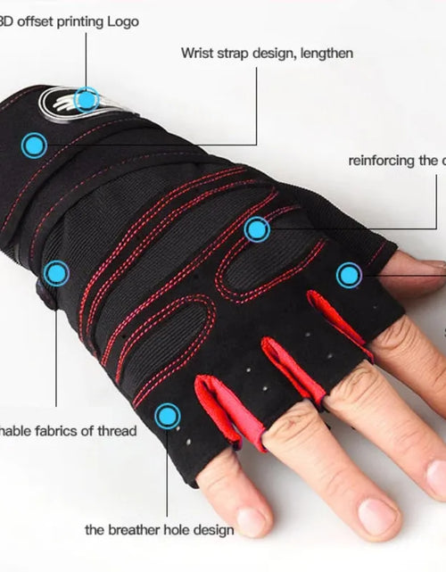 Load image into Gallery viewer, Fitness Half Finger Gloves Men And Women Wrist Guard Sports Dumbbell Riding Non Slip Horizontal Bar Exercise Training
