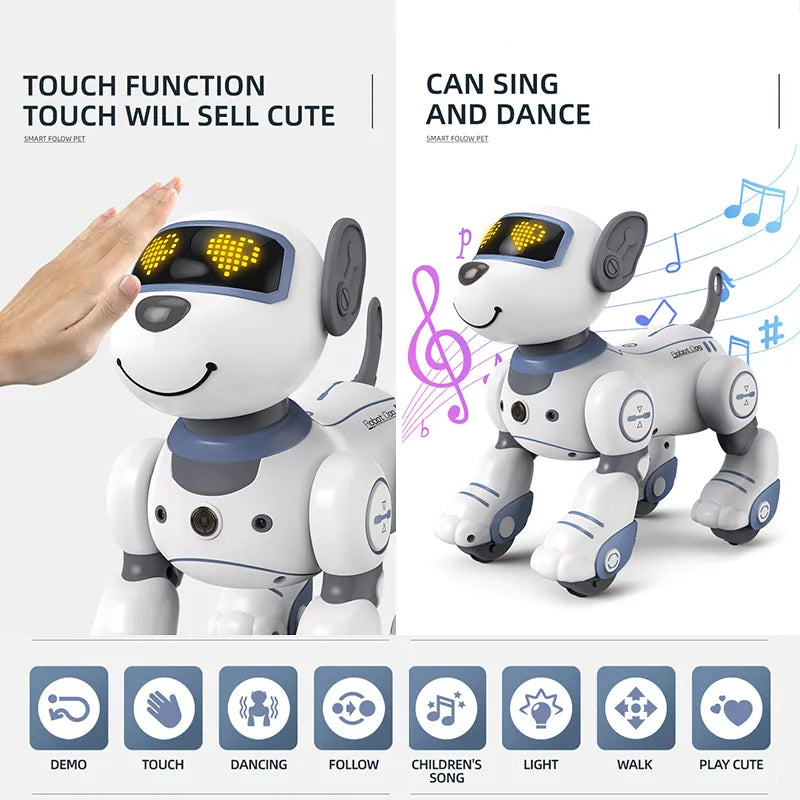 Funny RC Robot Electronic Dog Stunt Dog Voice Command Programmable Touch-sense Music Song Robot Dog for Children&#039;s Toys