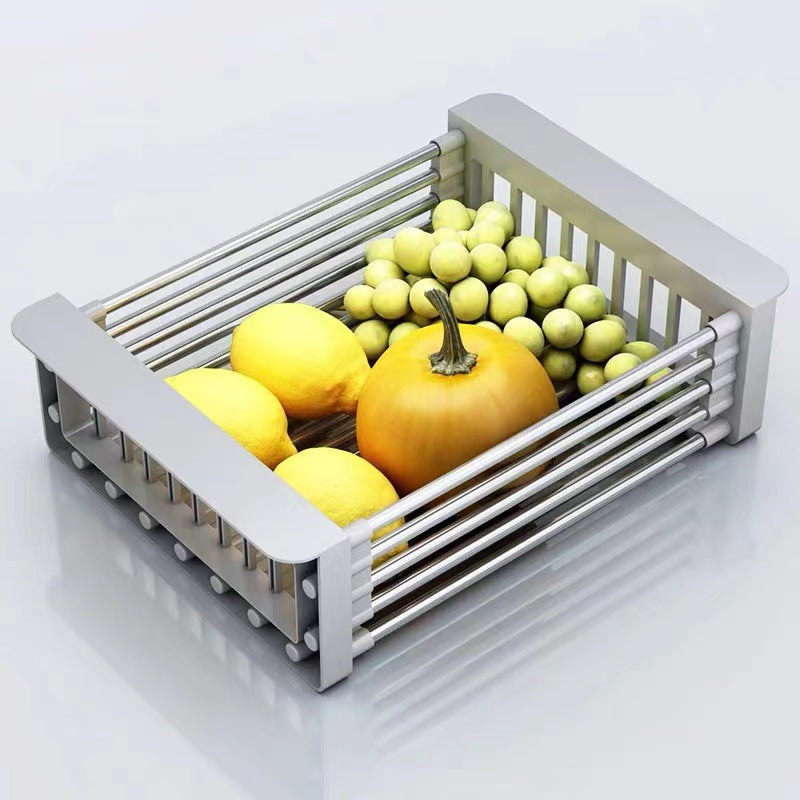 Kitchen Drain Rack Household Stainless Steel Retractable Sink Rack Storage Rack Tableware Bold Storage